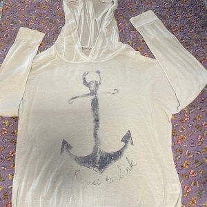White Sailor Style Thin Hoodie